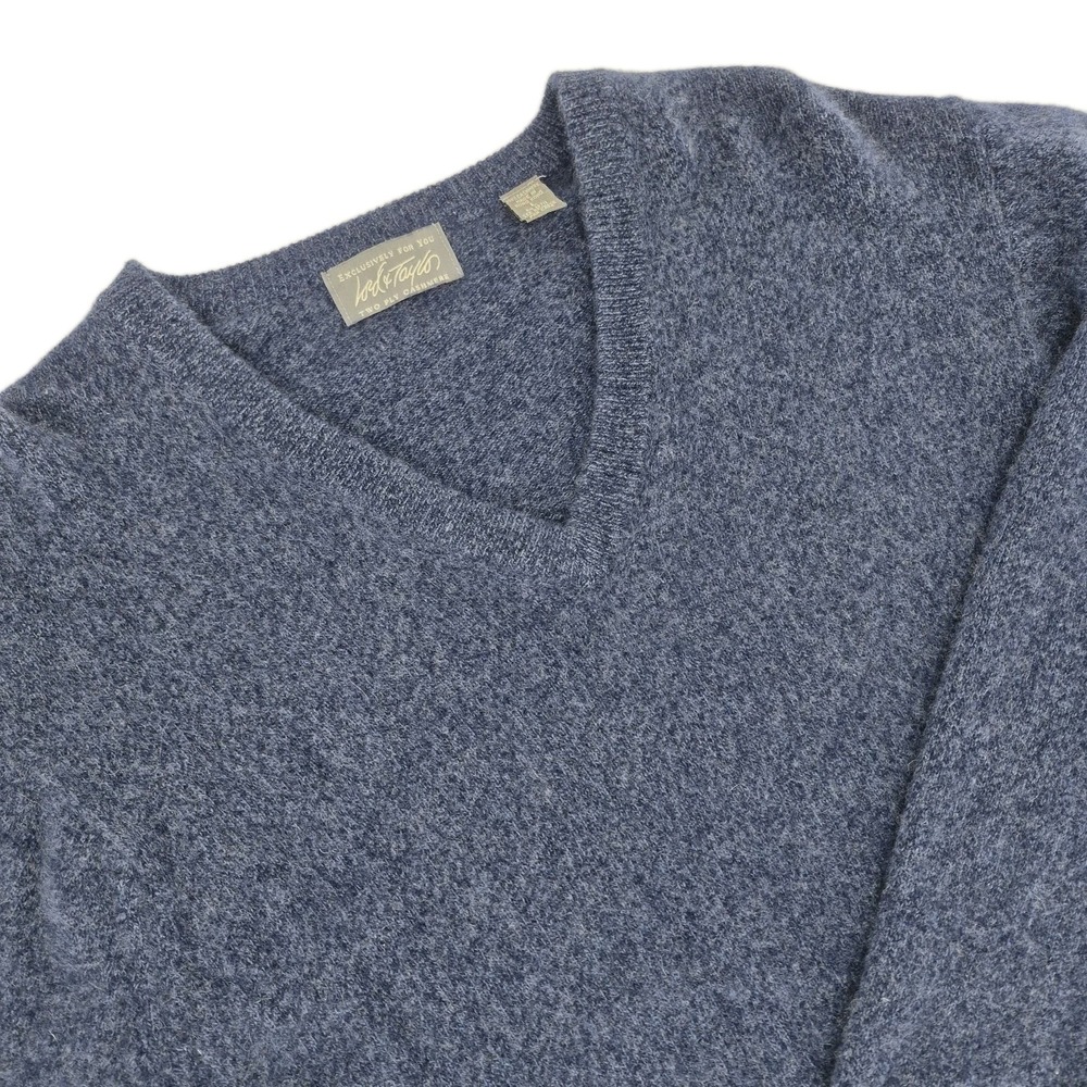 Vintage Lord & Taylor Men's Blue V-Neck Sweater Super Soft 2-Ply 100% Cashmere L